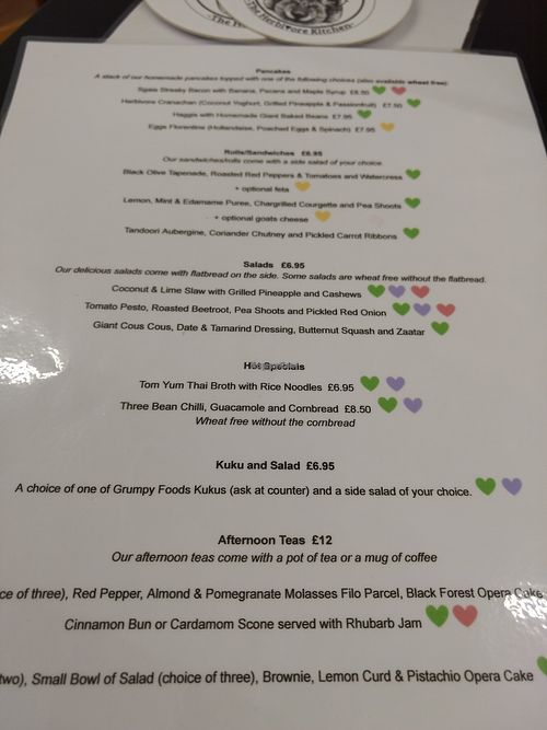 menu at The Herbivore Kitchen in Edinburgh