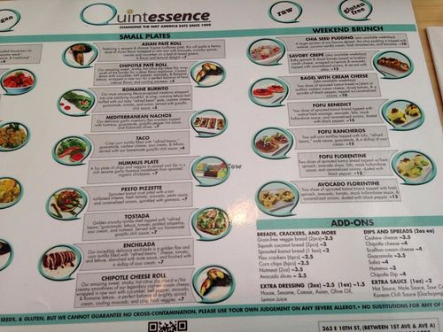 Menu view 2 at Quintessence in New York City