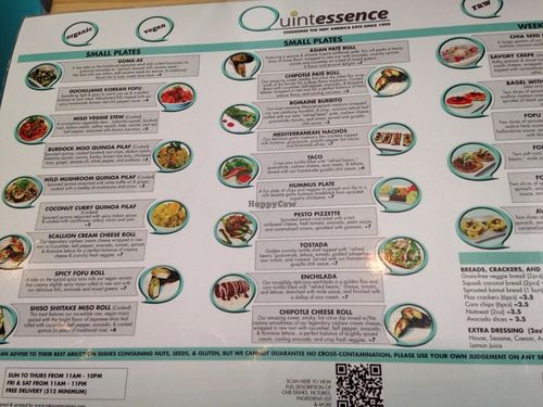 Menu view 1 at Quintessence in New York City