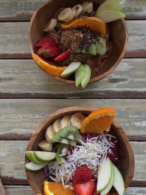 Acai and Choc Nut Smoothie Bowls at Nood Cafe in Leederville