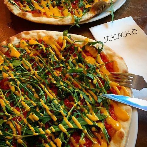 Vegan pizza from lunch menu. at Tenho Restobar in Helsinki
