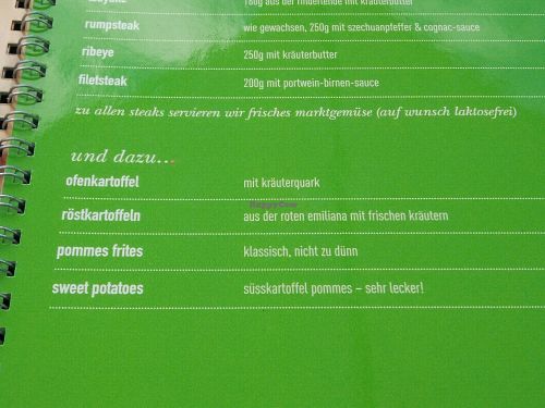menu at Schlosschen in Traben Trarbach