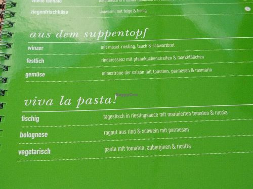menu at Schlosschen in Traben Trarbach