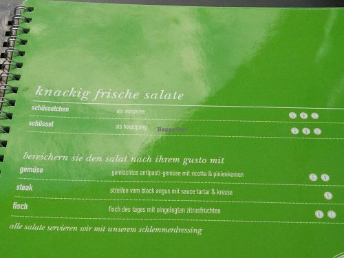 menu at Schlosschen in Traben Trarbach