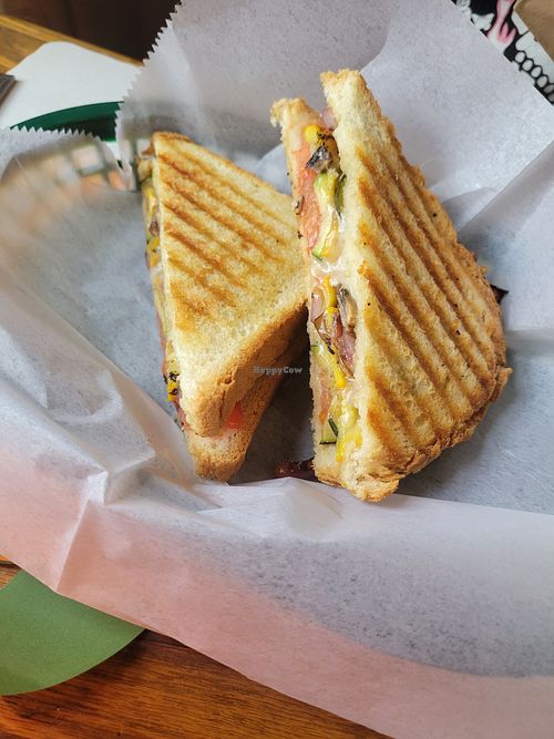 Veggie panini with vegan mozzarella at Angel's Cafe in Stroudsburg