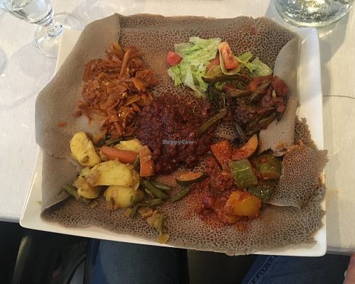 Yetsom Beyaynetu (4 vegan stews on injeera) at EthioStar in Stockholm