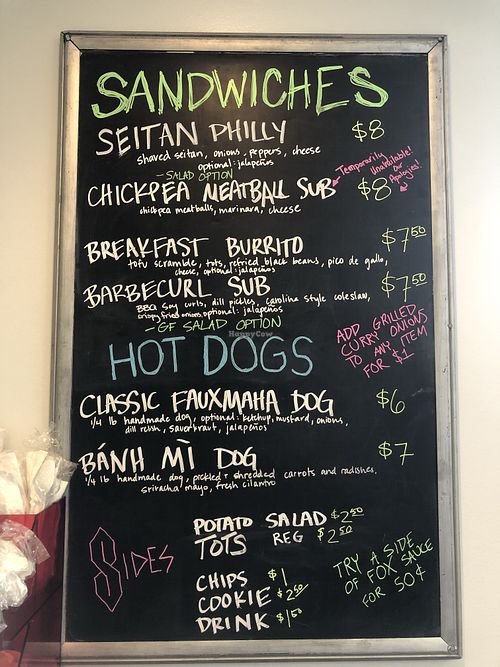 Menu at Fauxmaha in Omaha