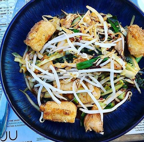 Crispy silken tofu with Korean rice cakes.  at Juju in Durham