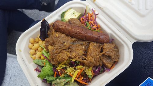 Salad from the food truck... it was okay at Chickpea Restaurant in Vancouver