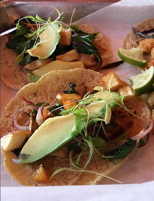 vegan tacos with avocado added  at El Cotorro in Albuquerque