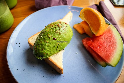avocado toast with fruit at Cafe Berlin in Akureyri
