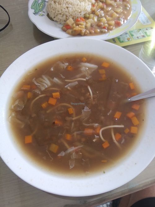 Lentil soup at Govinda in Chiclayo