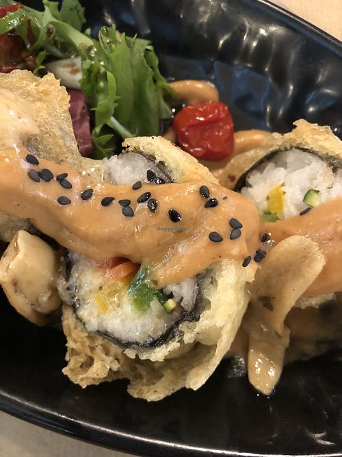 Fried vegan sushi   at La Bartola in Sevilla