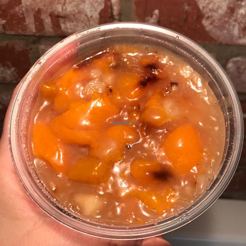 Gluten free peach cobbler at Sweets by PBBQ in Long Beach