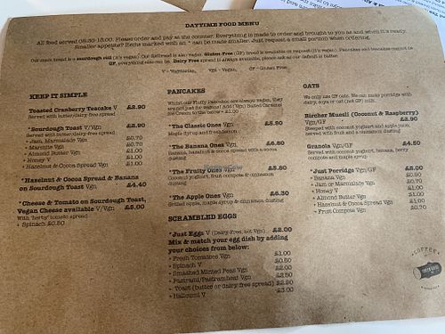 Menu at The Green Wood Café in Telford
