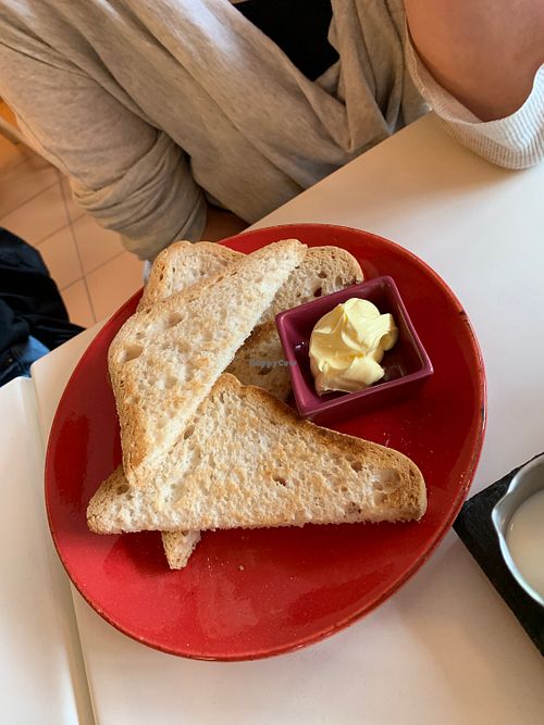 Gluten free toast and vegan spread at The Green Wood Café in Telford
