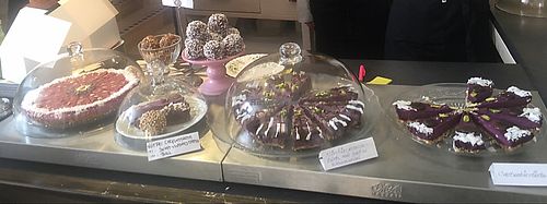 several vegan, gluten free deserts to choose from  at Rawolution Omtankens Café in Visby
