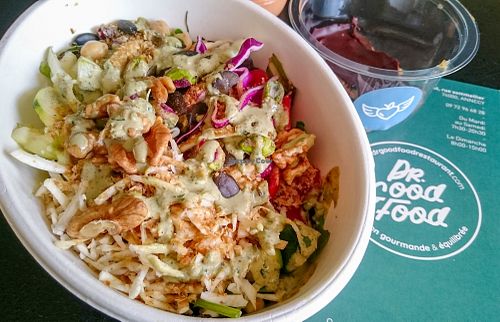vegan salad at Dr Good Food in Annecy