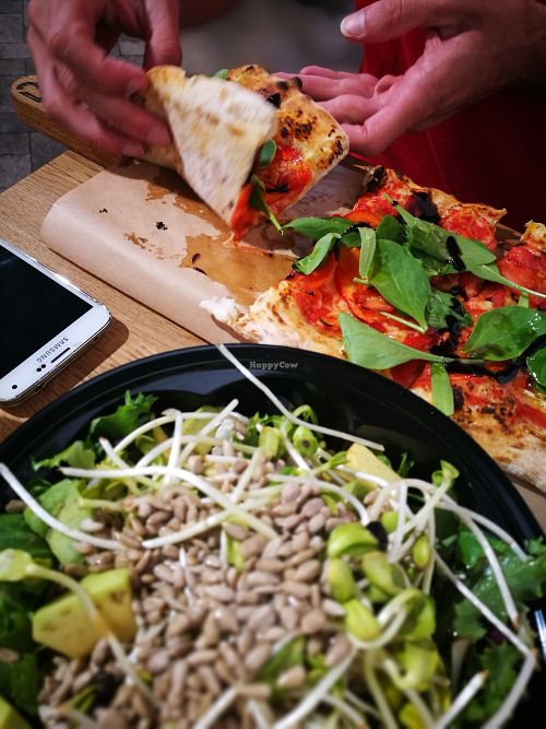 Pizza and salad at Pizzatopia in Krakow