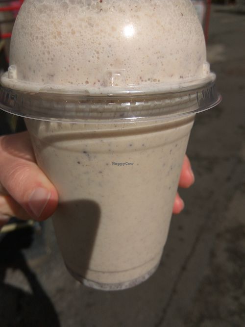 Milkshake with soya milk, vegan vanilla ice cream, and Fry's Chocolate Cream bar. at Hippy Hippy Shake in Whitby