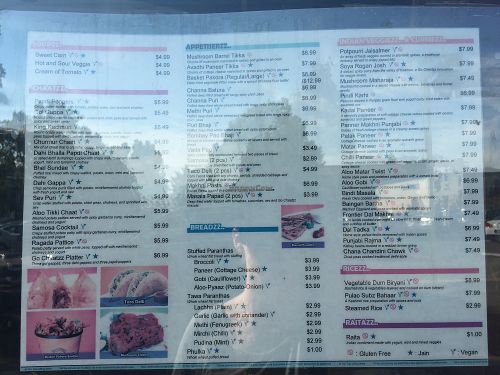 Menu pt 2 at Go Chaatzz in Fremont