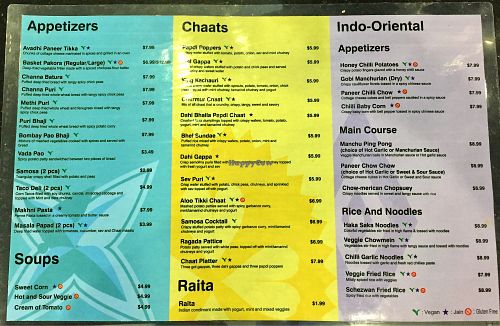 Menu side 1 at Go Chaatzz in Fremont