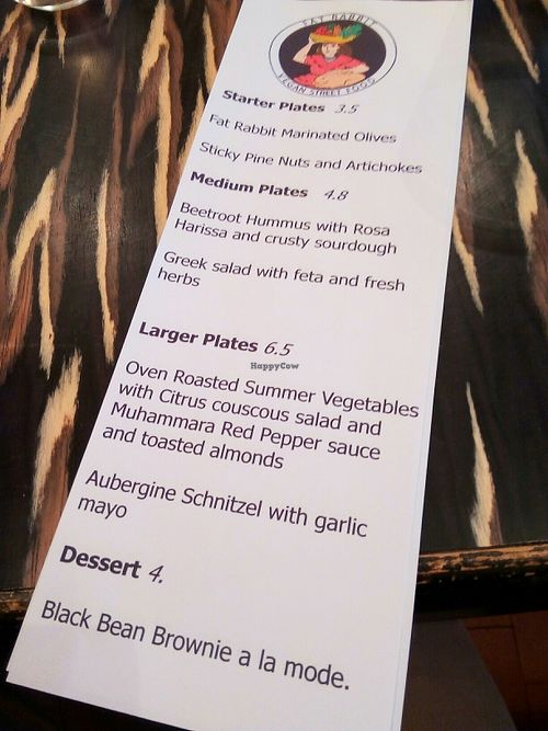 Sample menu at Fat Rabbit in Oswestry