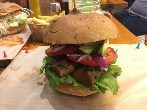 vegan chorizo burger at Roraima Burgers in Tulum