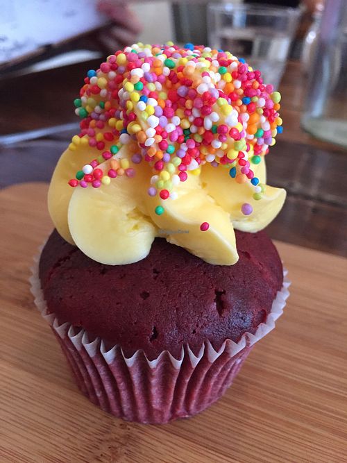 Red velvet cupcake at Handsome Her in Brunswick