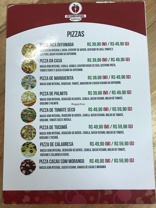 Saturday night pizza menu - April 2018 at Edi Sabor Natural in Manaus