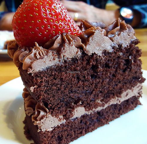Chocolate & strawberry cake at Vegan All Sorts in Saltaire