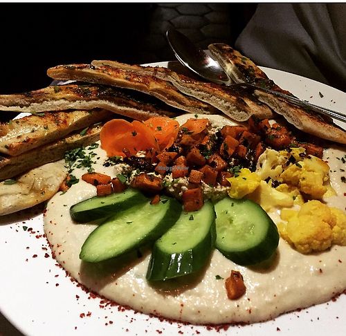 Rosemary white bean purée w/chili oil at Elf Cafe in Los Angeles