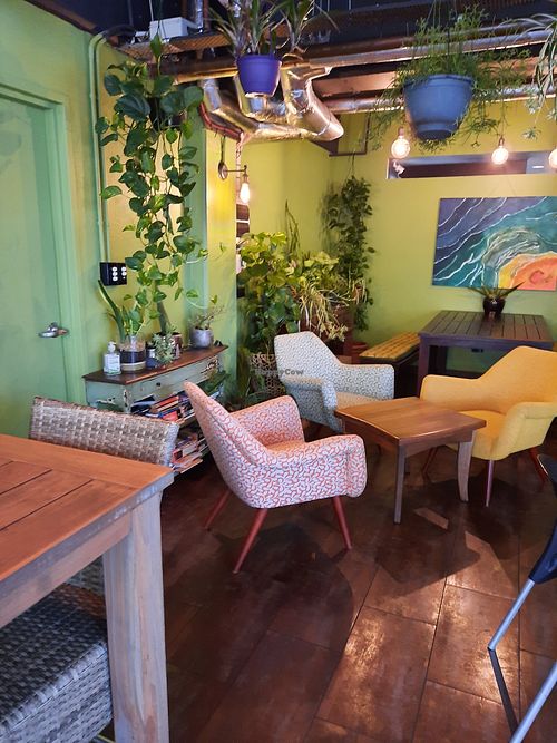 Inside decor at Buddha Bowl Cafe in Newtown