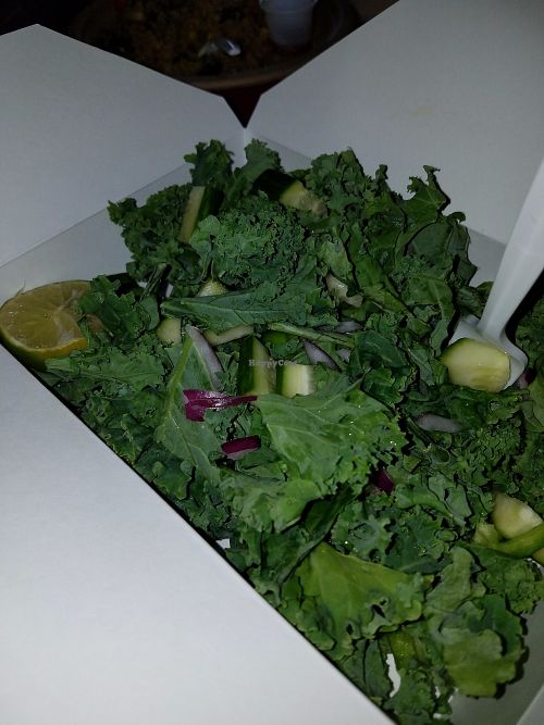 My favorite Kale salad with all raw veggies! at EBN's Vegan Cuisine in Charlotte