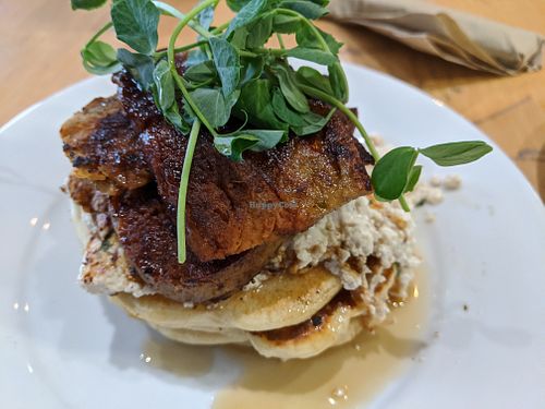 Bacon-and-eggs pancakes (for Pancake Week) at Cafe Thrive in Southampton