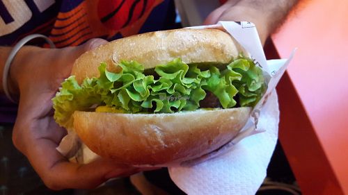 Vegan burger at Peterland Masterchips in Bologna