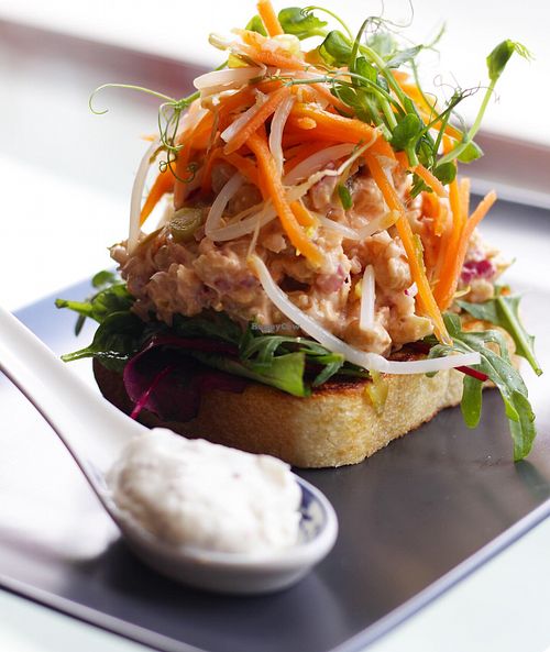 1000 island chickpea salad on sourdough toast  at Veginity in Dublin