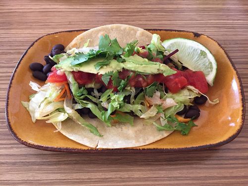 original trippy taco with black beans and vegan cheese at Trippy Taco in Fitzroy