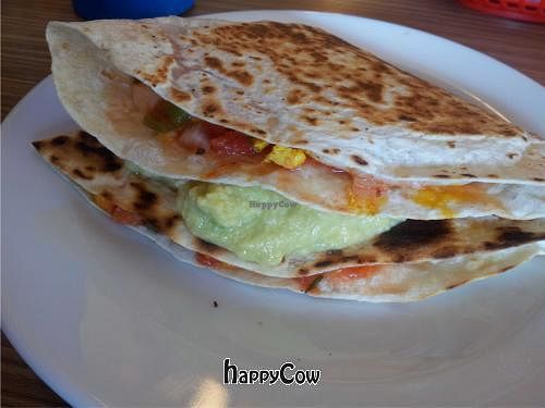 Delicious trippy taco breakfast with vegan cheese and extra guacamole at Trippy Taco in Fitzroy