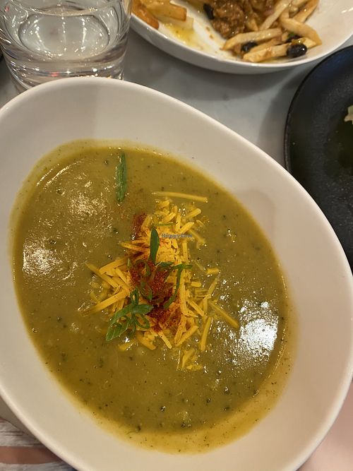 Vegan broccoli cheddar soup   at P.S. Kitchen in New York City