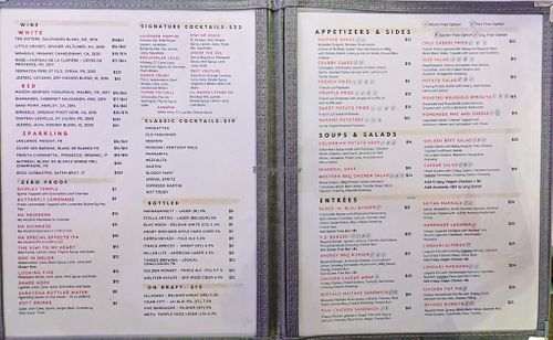 Menu page at P.S. Kitchen at P.S. Kitchen in New York City