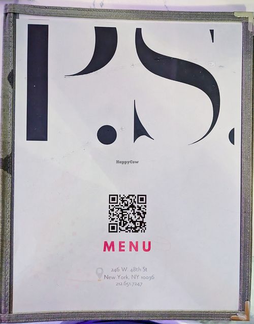 Menu page at P.S. Kitchen at P.S. Kitchen in New York City