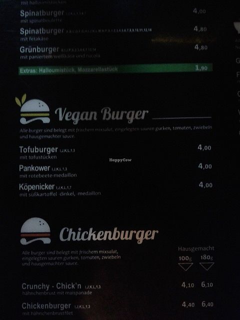 Vegan options at Kreuzburger - Oranienstr in Berlin