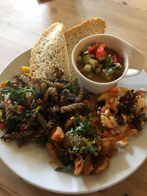 Vegan salad platter yum! at The Butterfly House at The Torrs in New Mills