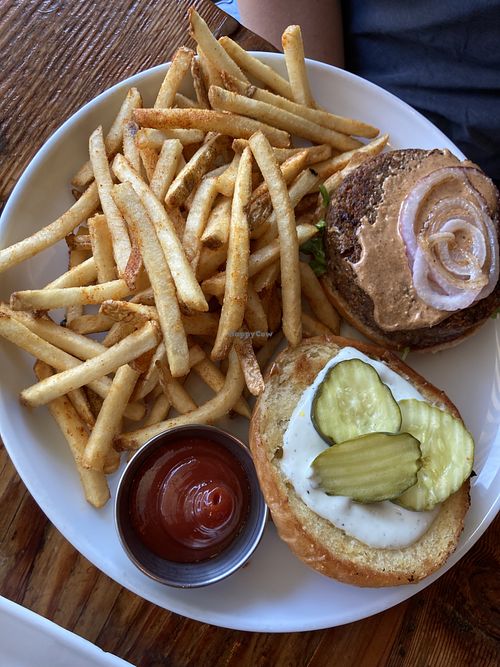 Beets burger  at Seabirds Kitchen in Long Beach