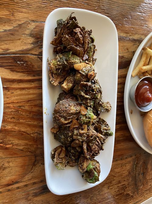 Burned brussel sprouts  at Seabirds Kitchen in Long Beach