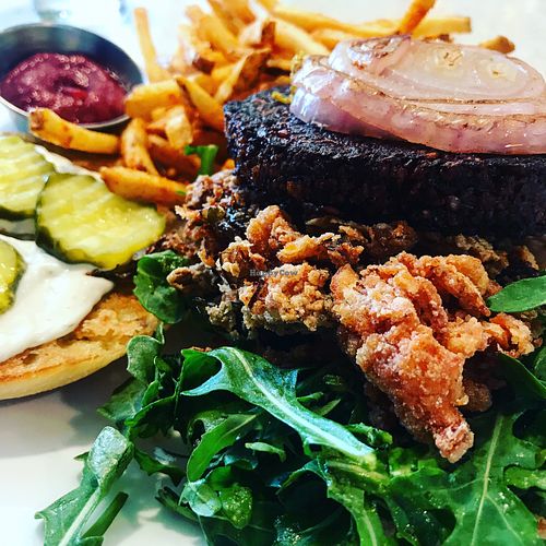 The Beets Me Burger (we added kimchi!) at Seabirds Kitchen in Long Beach