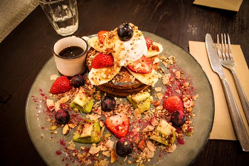 spelt pancakes at Gathered Kitchen in Glebe
