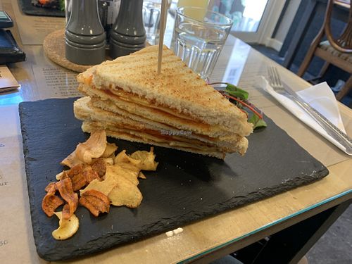 Vegan cheesey toastie stack  at Mrs Green's in Dumfries