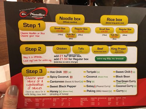 Menu at Dr Noodles in Perth